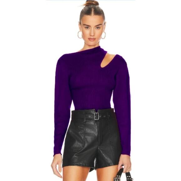 BCBGeneration Sweater Knit Cutout Shoulder Long Sleeve Blackberry Cordial NWT M - Picture 1 of 8